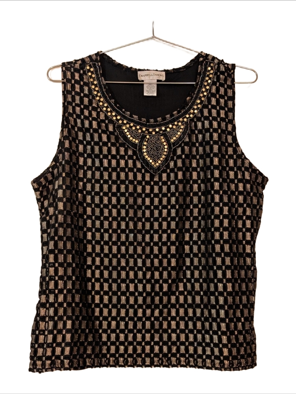 Embellished Black & Gold Tank Top